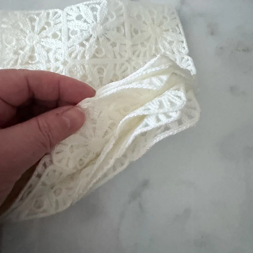 White Crochet Cocktail Napkins set of 6